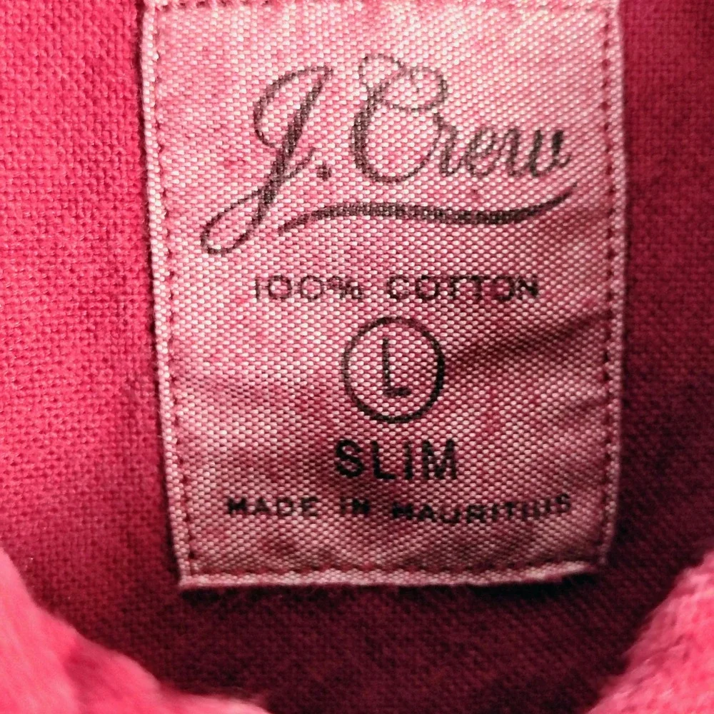 J. Crew Mens L Slim Fit Button Down Shirt Burgundy Cotton Preppy Dark Academia